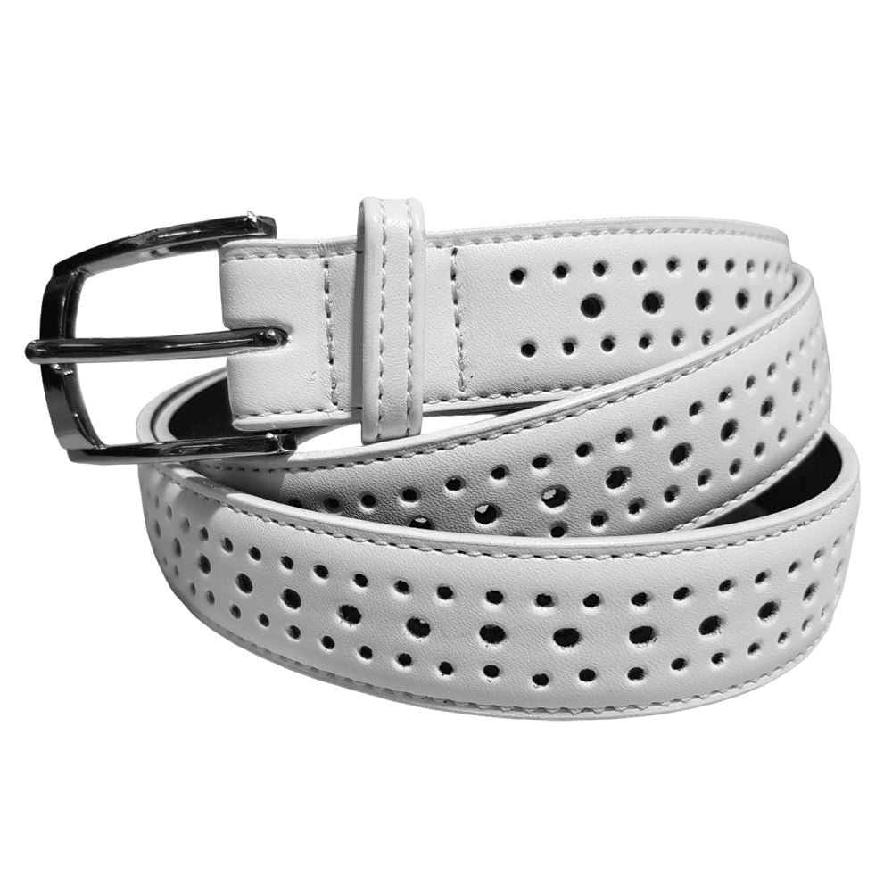 Avalon Stitched Porthole Belt - White