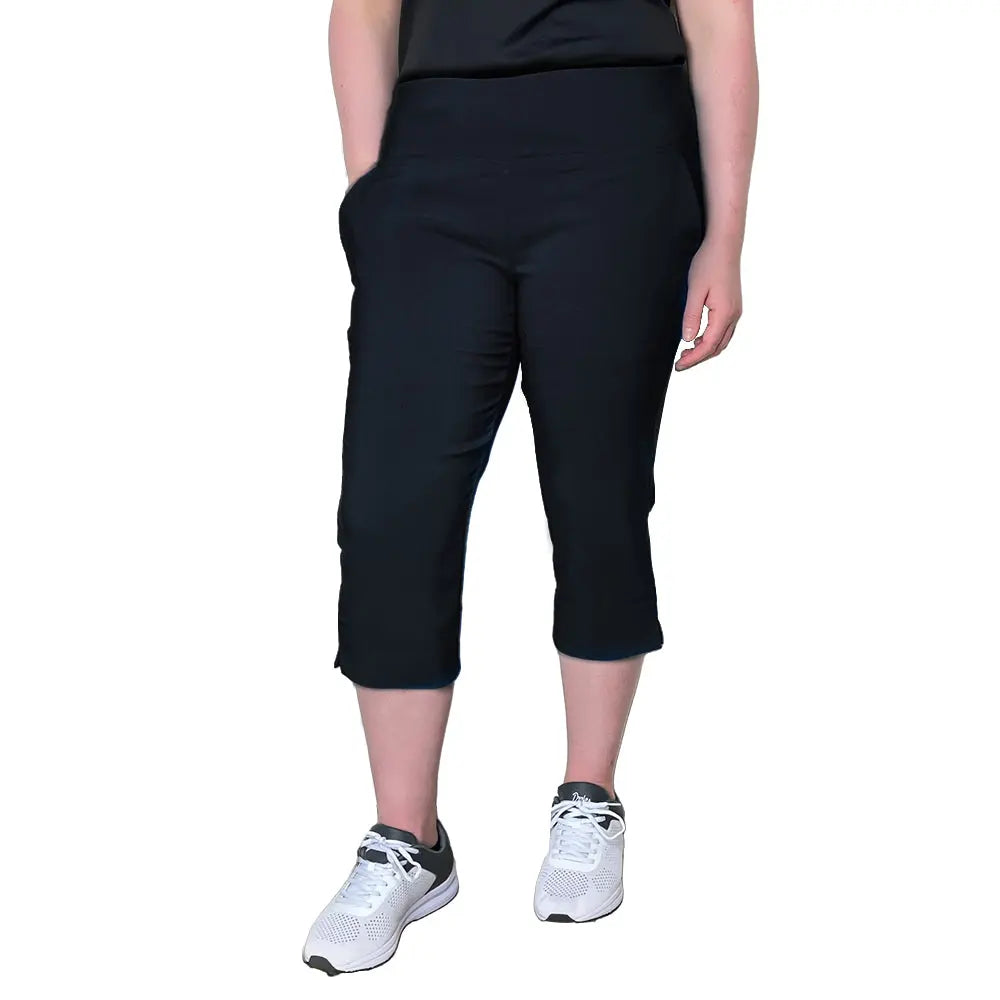 Bowlswear Australia Ladies Stretch Pedal Pusher BA Logo - Black - Bowls City