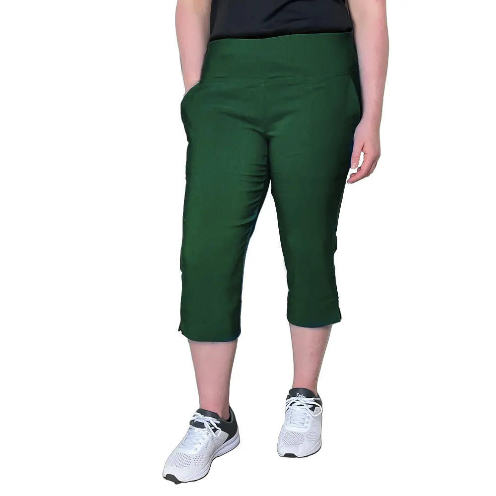 Bowlswear Australia Ladies Stretch Pedal Pusher BA Logo - Bottle Green - Bowls City