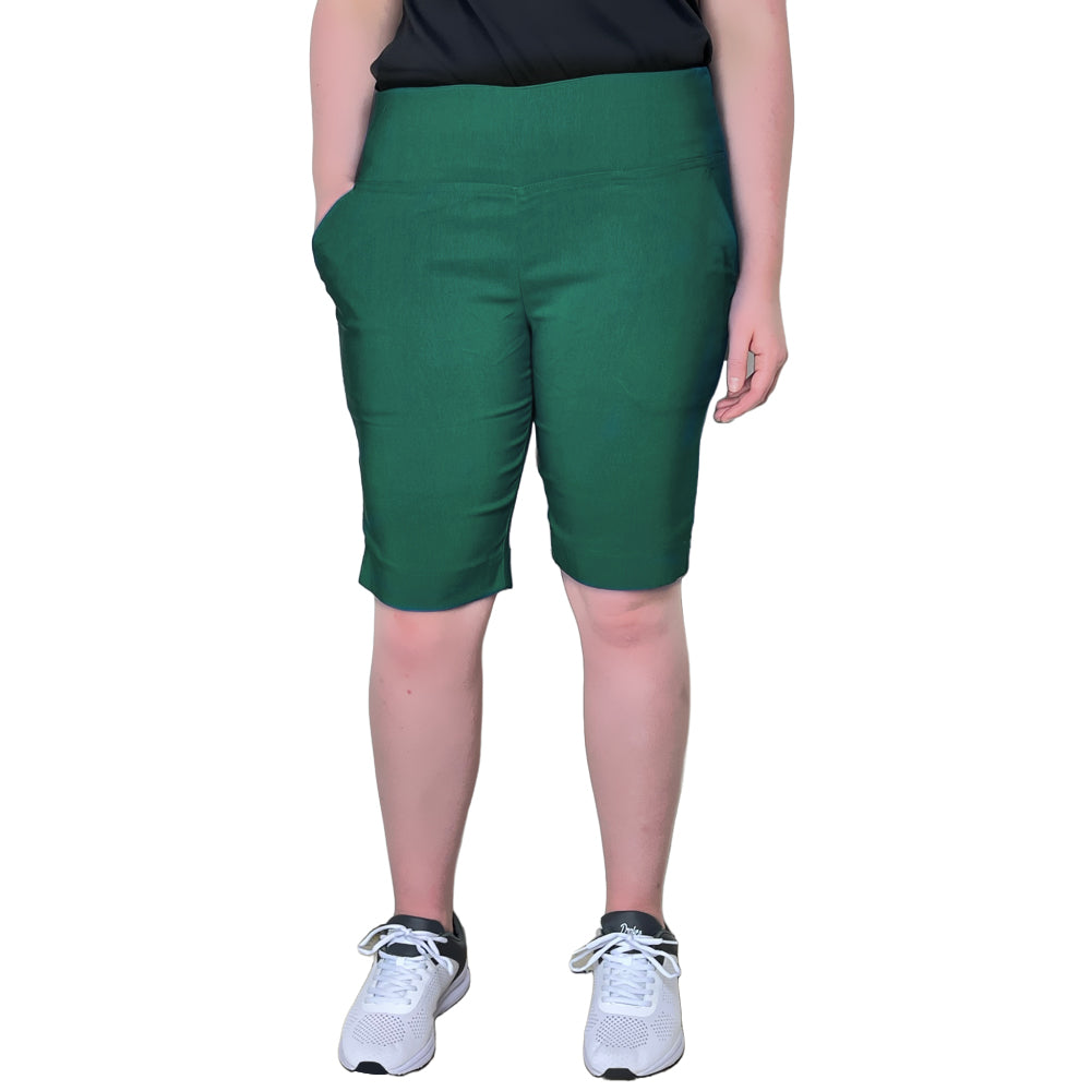 Bowlswear Australia Ladies Stretch Shorts  BA Logo - Bottle Green