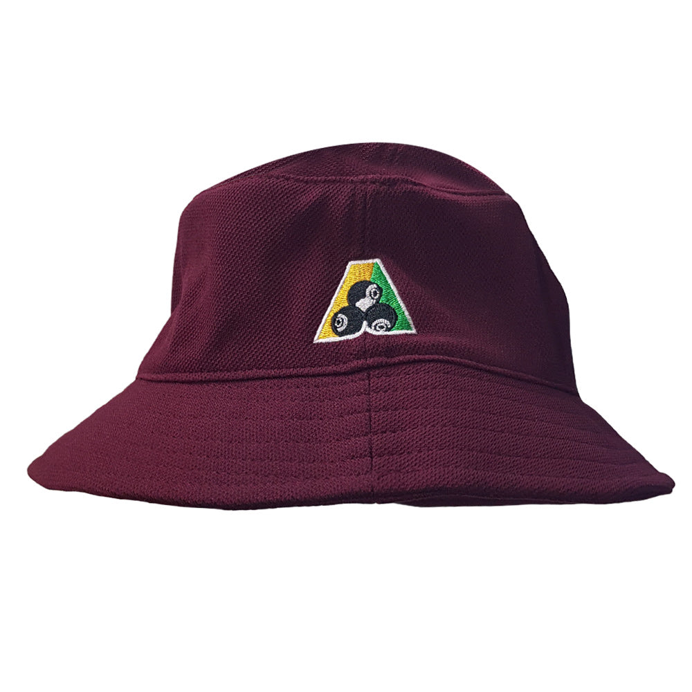 Bowlswear Australia Pique Mesh Bucket Hat BA Logo - Maroon - Bowls City