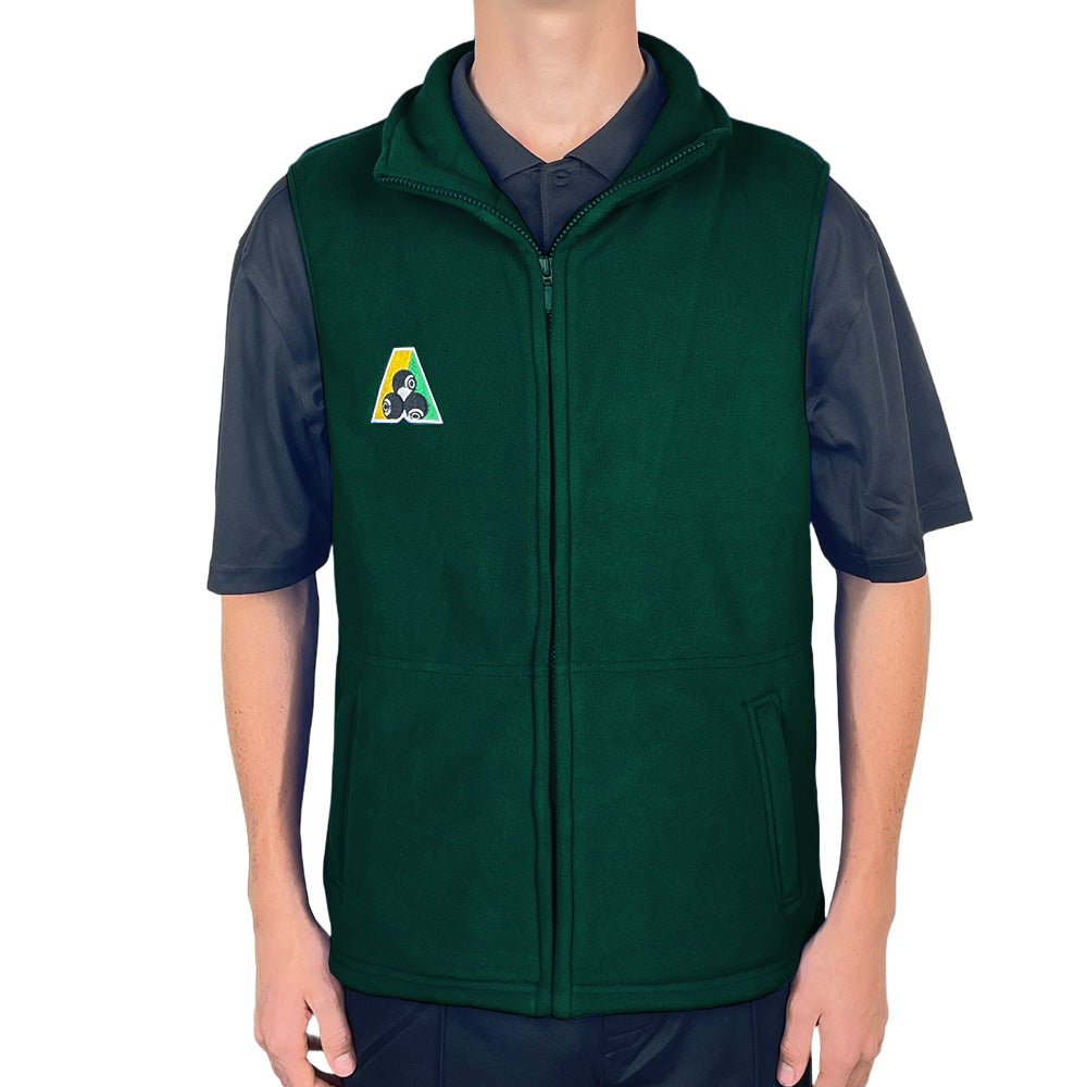 Bowlswear Australia Unisex Fleecy Vest BA Logo - Bottle Green