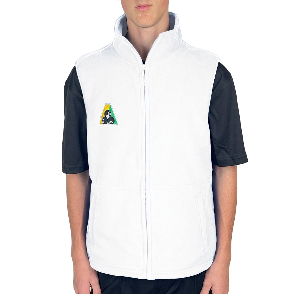 Bowlswear Australia Unisex Fleecy Vest BA Logo - White