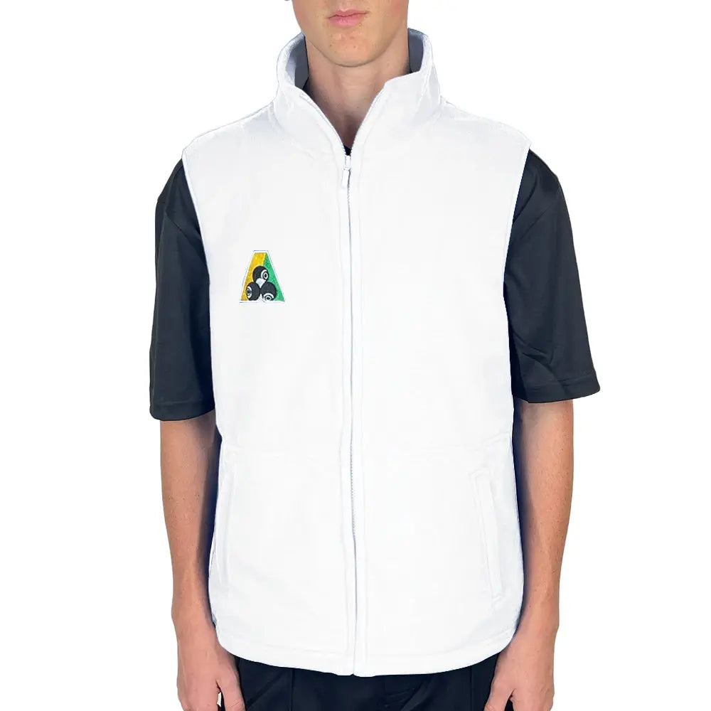 Bowlswear Australia Unisex Fleecy Vest BA Logo - White - Bowls City