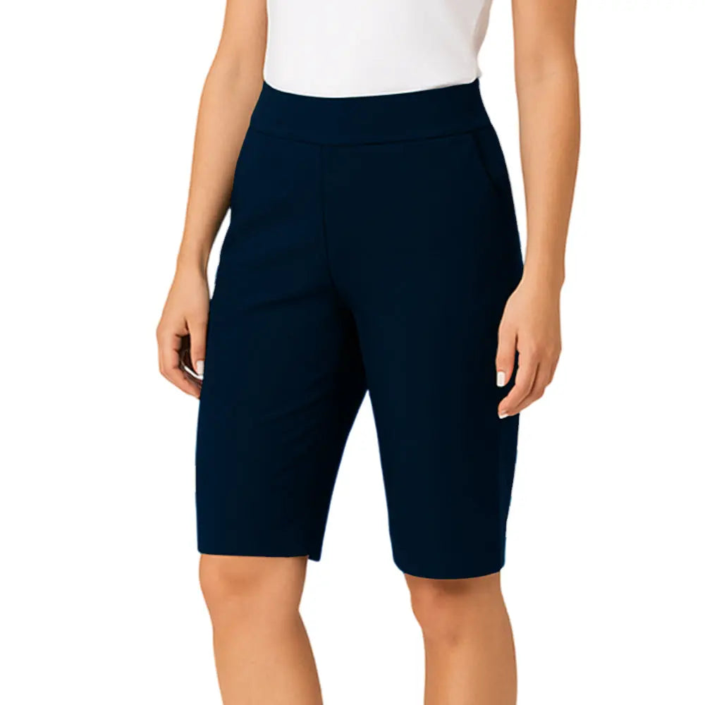 Holland Park Ladies Amber Stretch Short BA Logo - Dark Navy - Bowls City