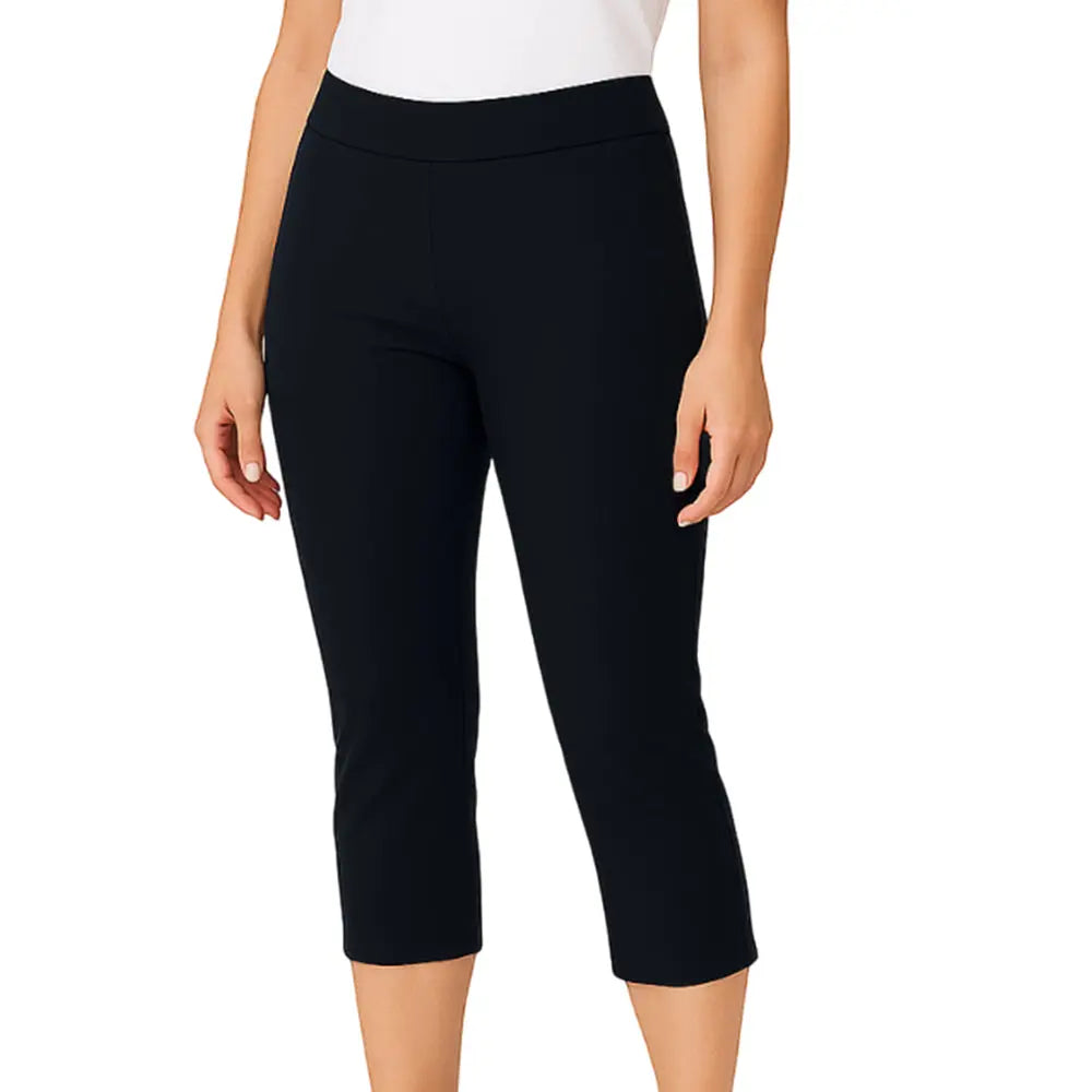Holland Park Ladies Stretchy Citrine Capri Pant BA Logo - Black - Bowls City