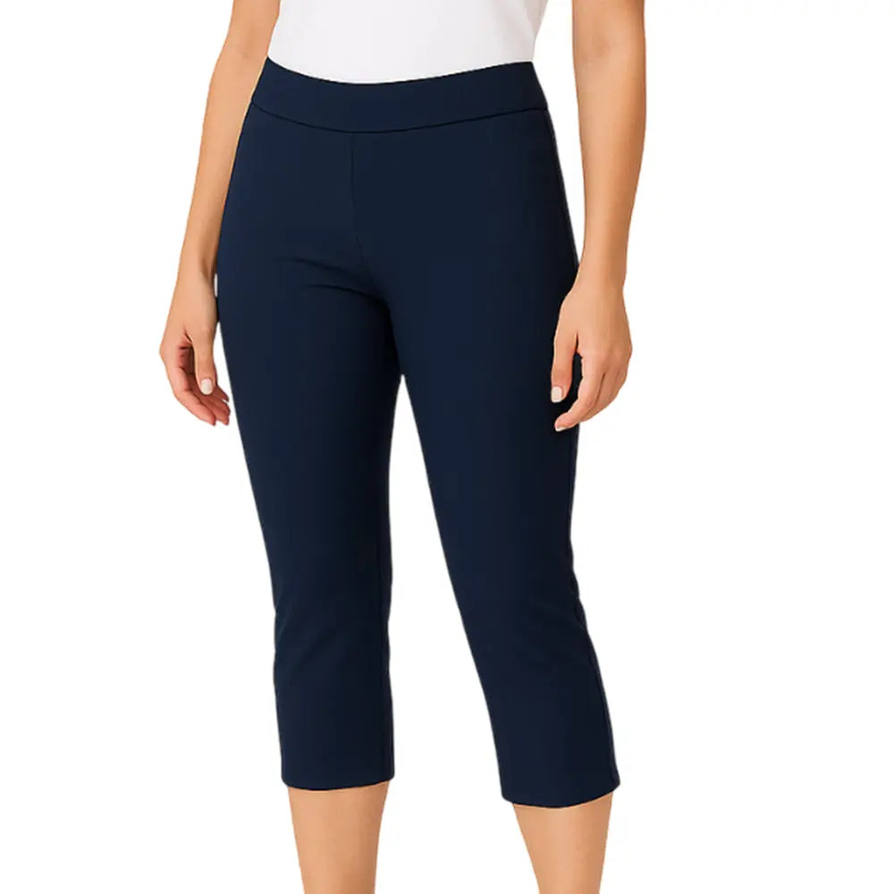 Holland Park Ladies Stretchy Citrine Capri Pant BA Logo - Dark Navy - Bowls City