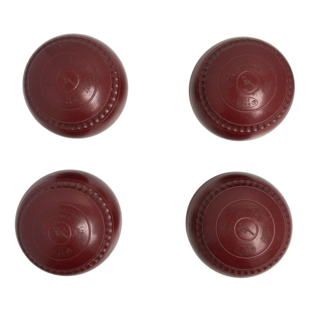 Greenmaster (Pre-Owned) Premier Lawn Bowls Size 1 Heavy Gripped - Maroon -C42610