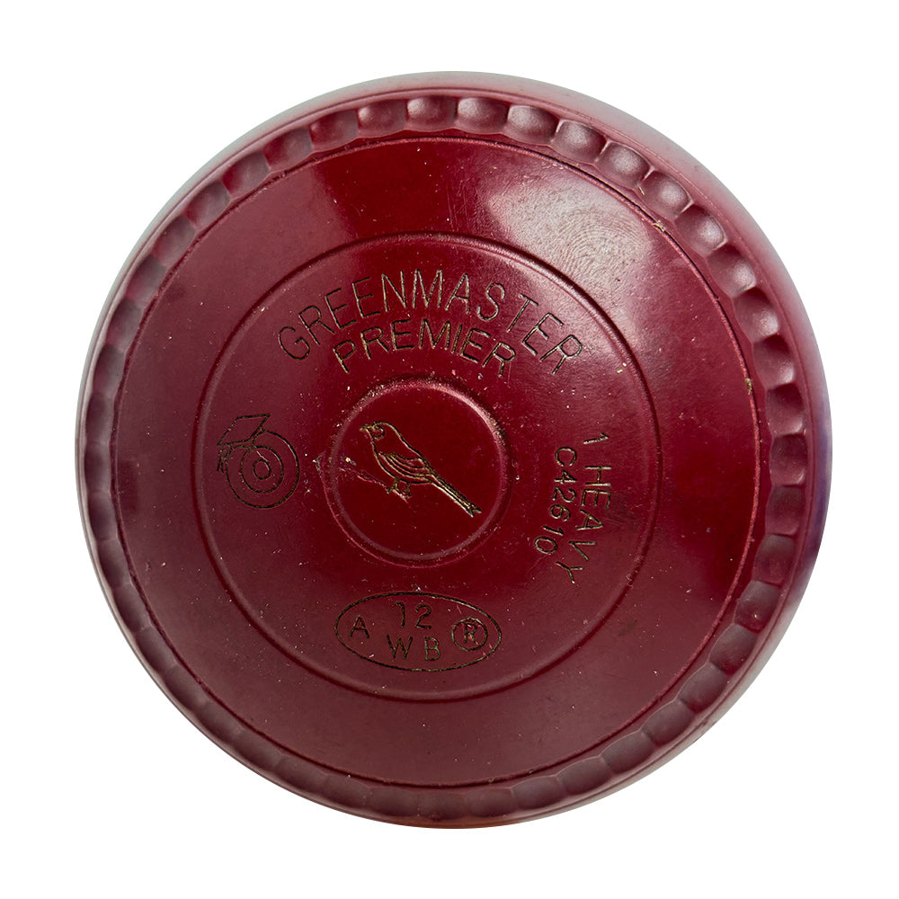 Greenmaster (Pre-Owned) Premier Lawn Bowls Size 1 Heavy Gripped - Maroon -C42610