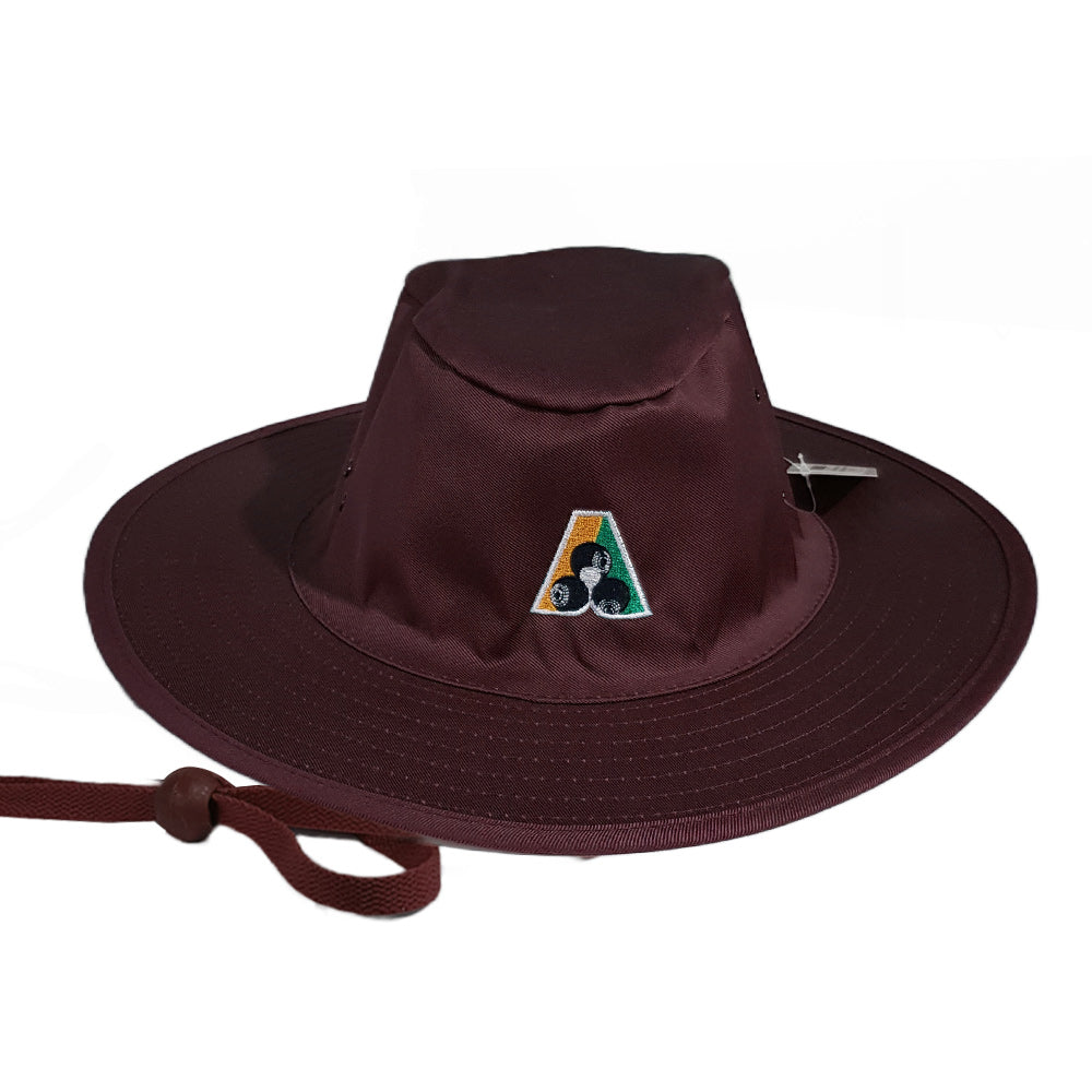 Domino Lawn Bowls Slouch Hat BA Logo - Maroon - Bowls City