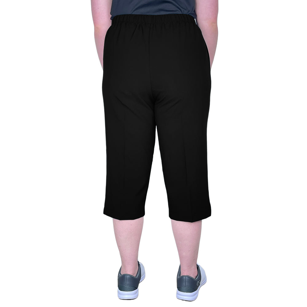 Domino Womens Lawn Bowls Pedal Pusher BA Logo - Black