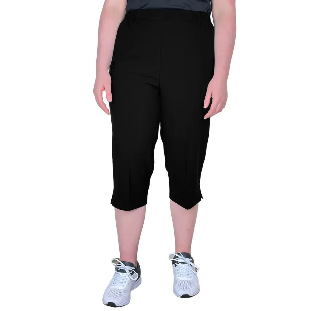 Domino Womens Lawn Bowls Pedal Pusher BA Logo - Black - Bowls City