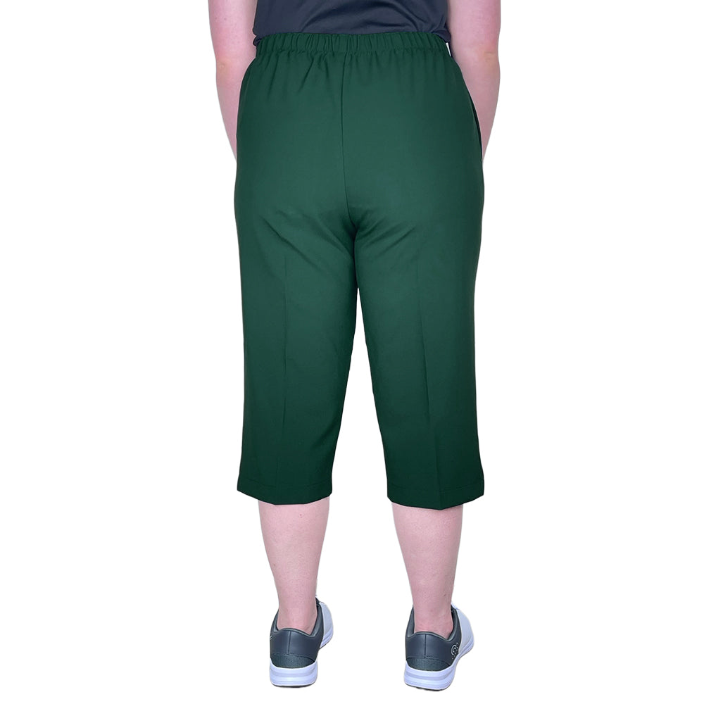 Domino Womens Lawn Bowls Pedal Pusher BA Logo - Bottle Green