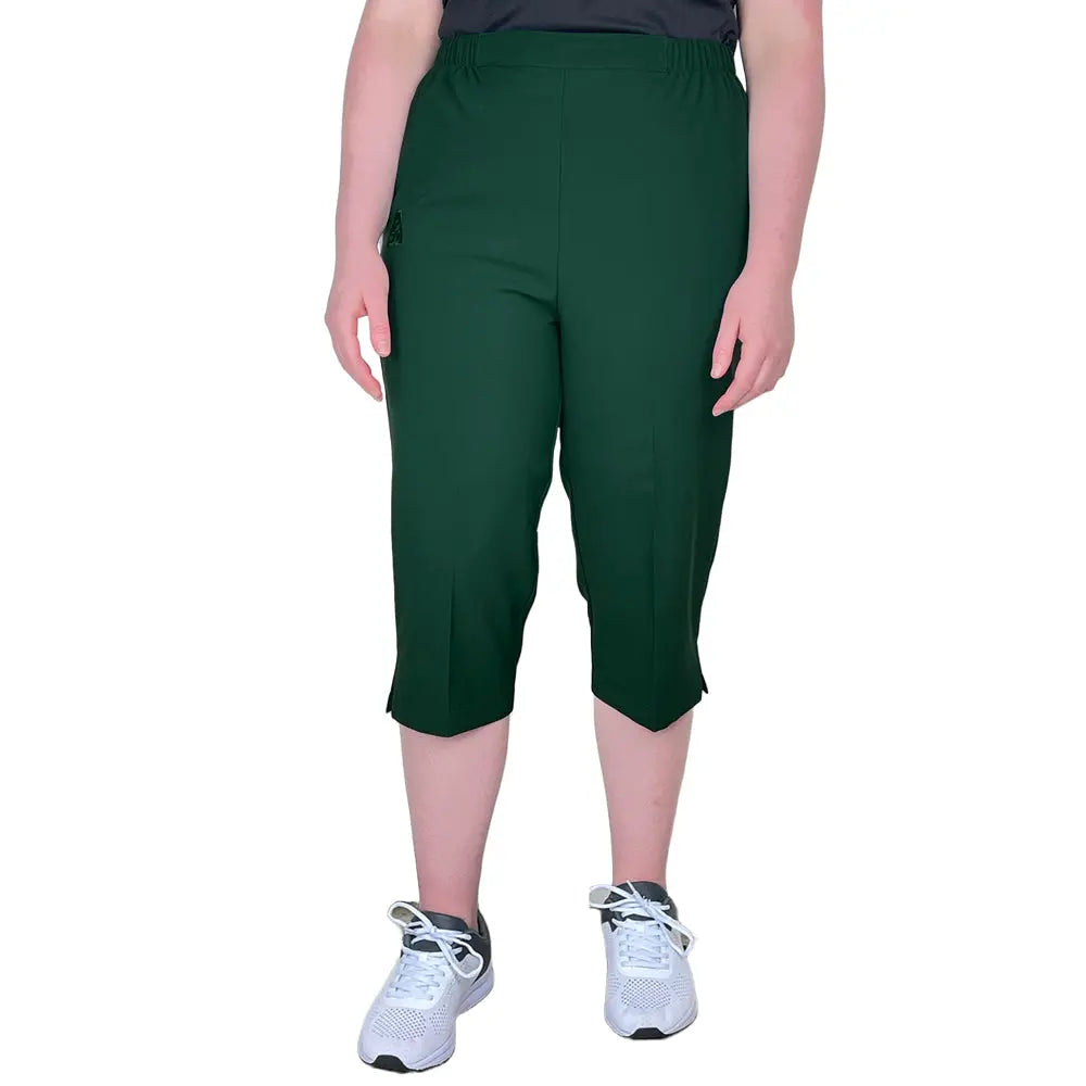 Domino Womens Lawn Bowls Pedal Pusher BA Logo - Bottle Green - Bowls City
