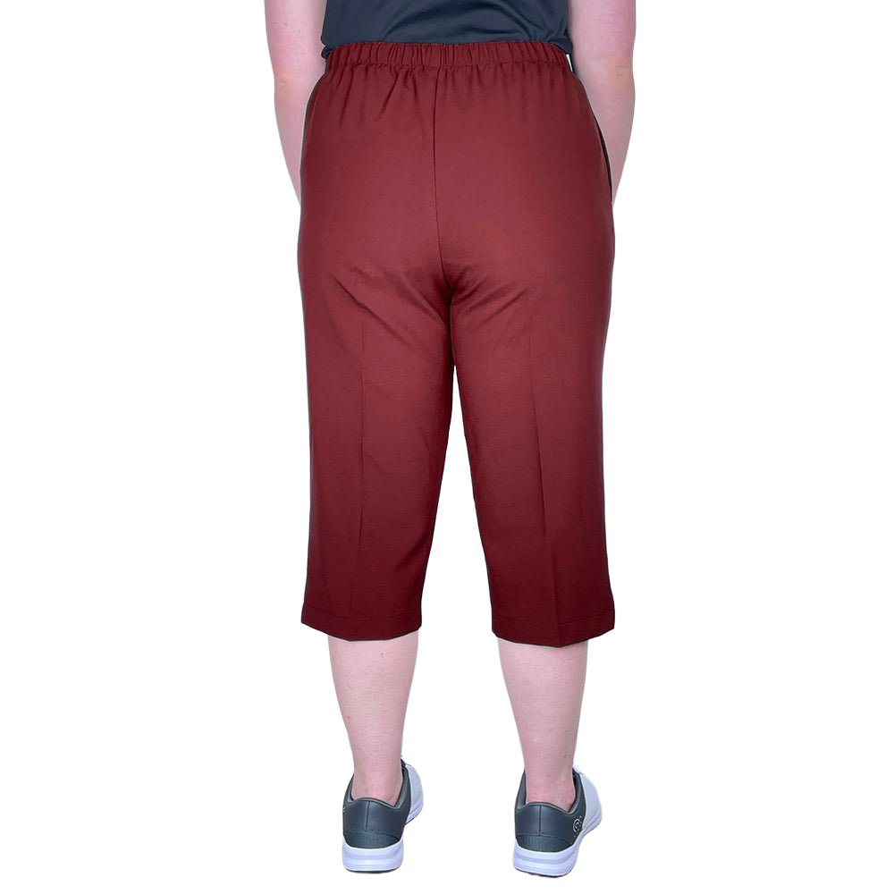 Domino Womens Lawn Bowls Pedal Pusher BA Logo - Maroon