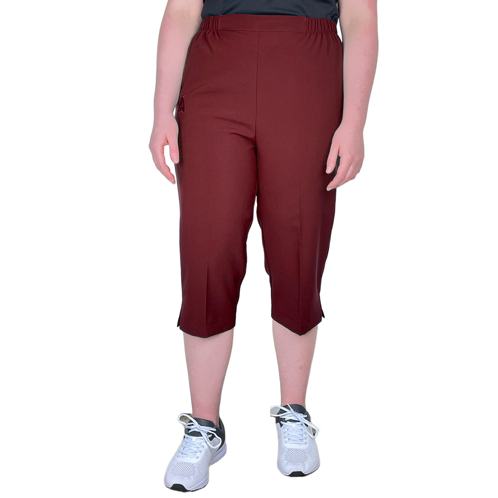 Domino Womens Lawn Bowls Pedal Pusher BA Logo - Maroon