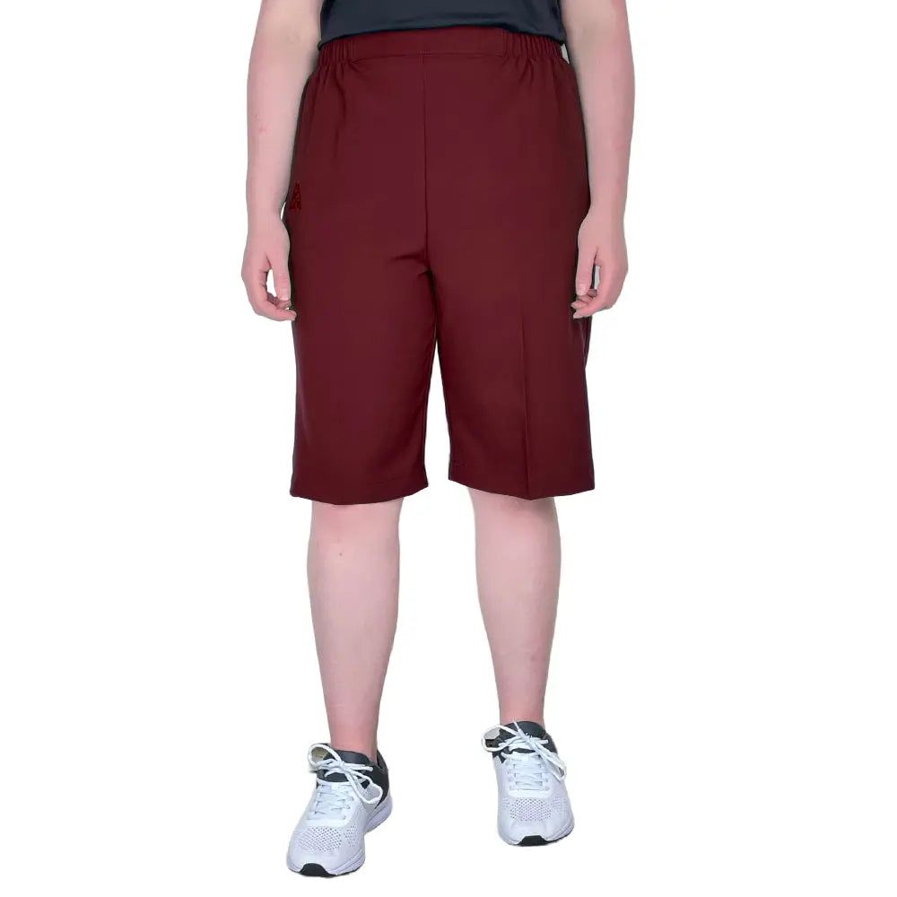 Domino Womens Lawn Bowls Shorts BA Logo - Maroon - Bowls City