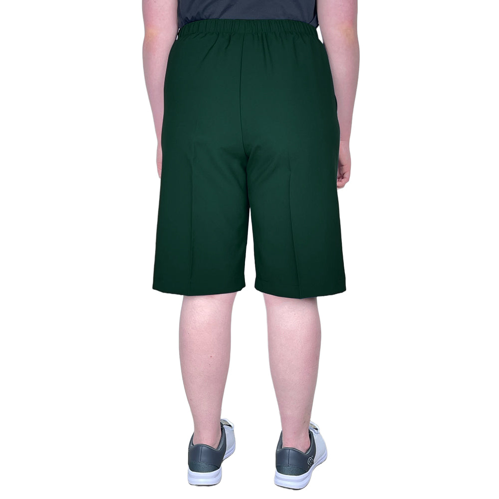 Domino Womens Lawn Bowls Shorts BA Logo - Bottle Green