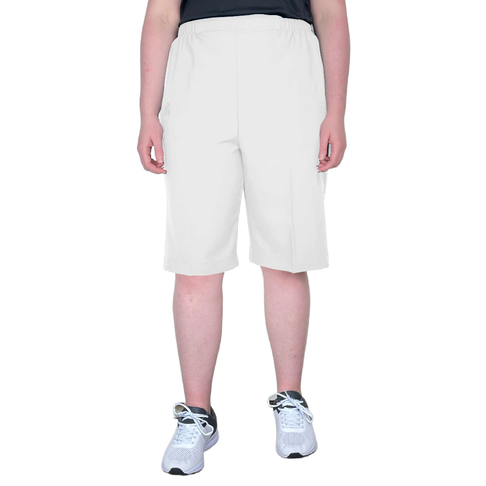 Domino Womens Lawn Bowls Shorts BA Logo - White