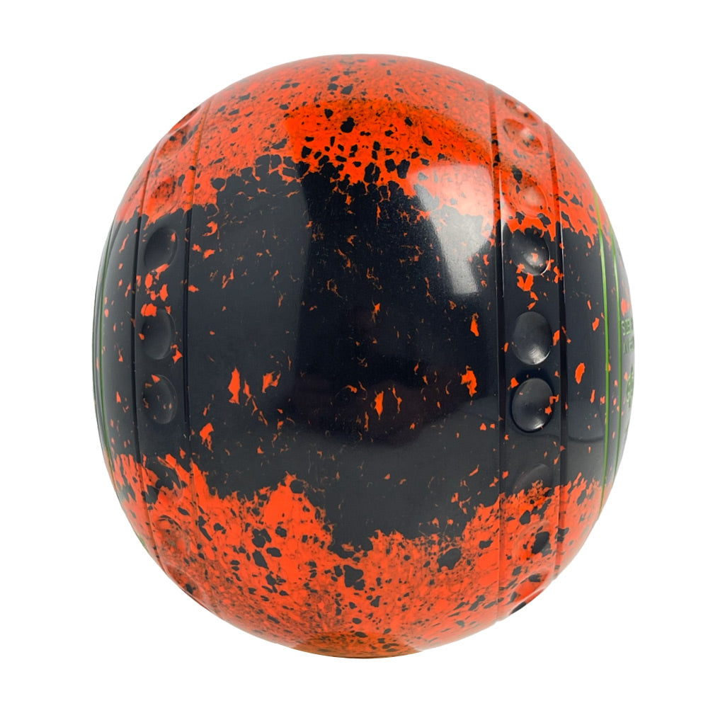 Drakes Pride Adrenaline Lawn Bowls Size 3 Heavy Gripped - Tri-Band Orange Black Speckled