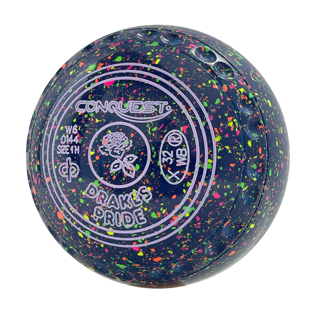 Drakes Pride Conquest Lawn Bowls Size 1 Heavy Gripped - Mid Blue Fluro