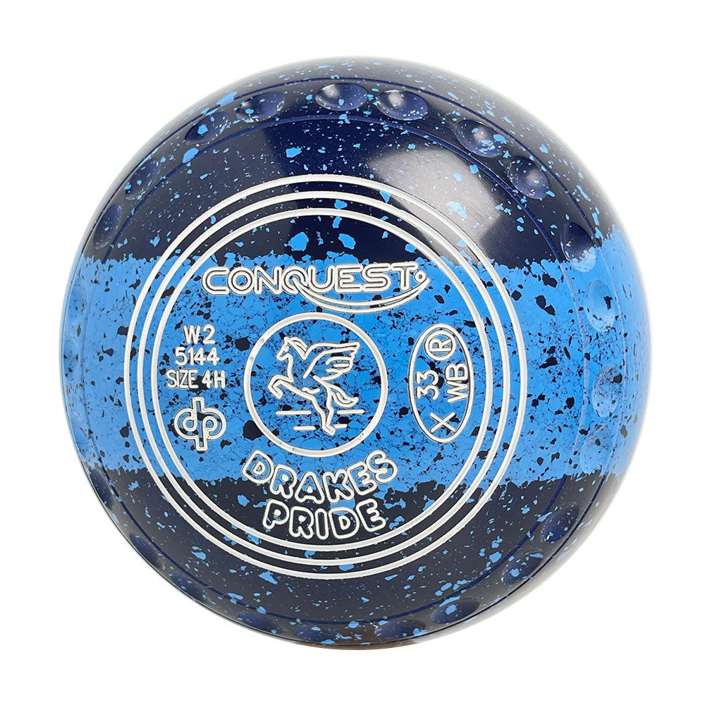 Drakes Pride Conquest Lawn Bowls Size 4 Heavy Gripped - Trio Blue W2-5144