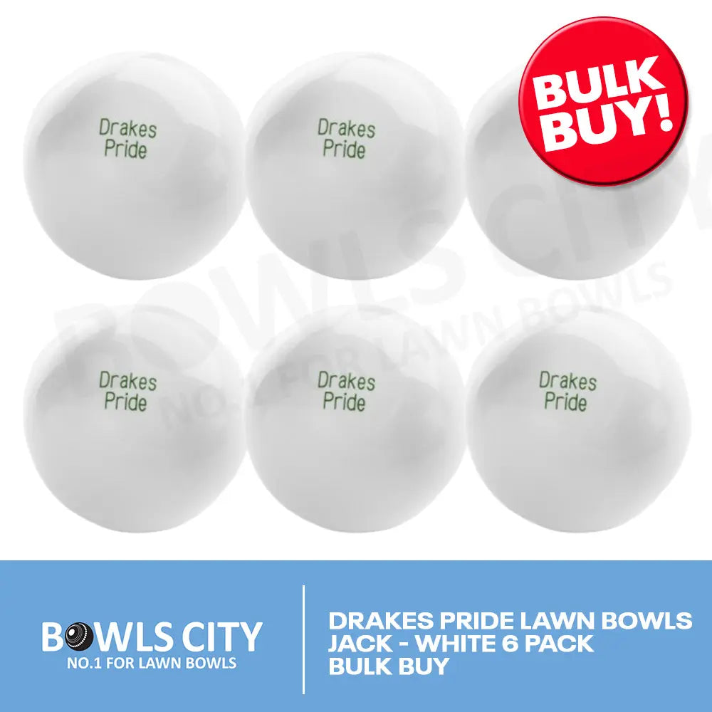 Drakes Pride Lawn Bowls Jack - White 6 Pack - Bowls City