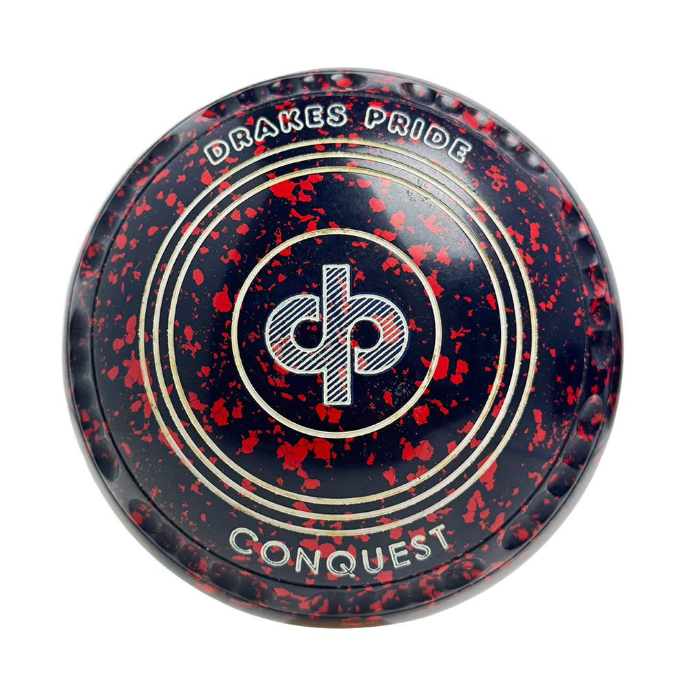 Drakes Pride (Pre-Owned) Conquest Lawn Bowls 4 Heavy Gripped Navy/Red Speckle T3-3443