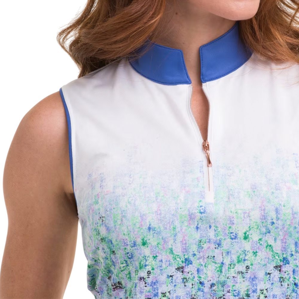 EPNY Womens Sleeveless Zip Polo - Watercolour
