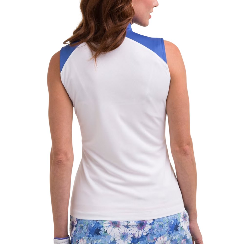 EPNY Womens Sleeveless Zip Polo - White