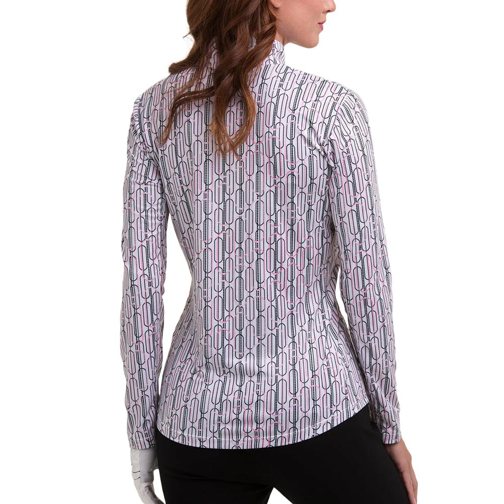 EPNY Womens Long Sleeve Dot Deco Geo Polo - White/Multi