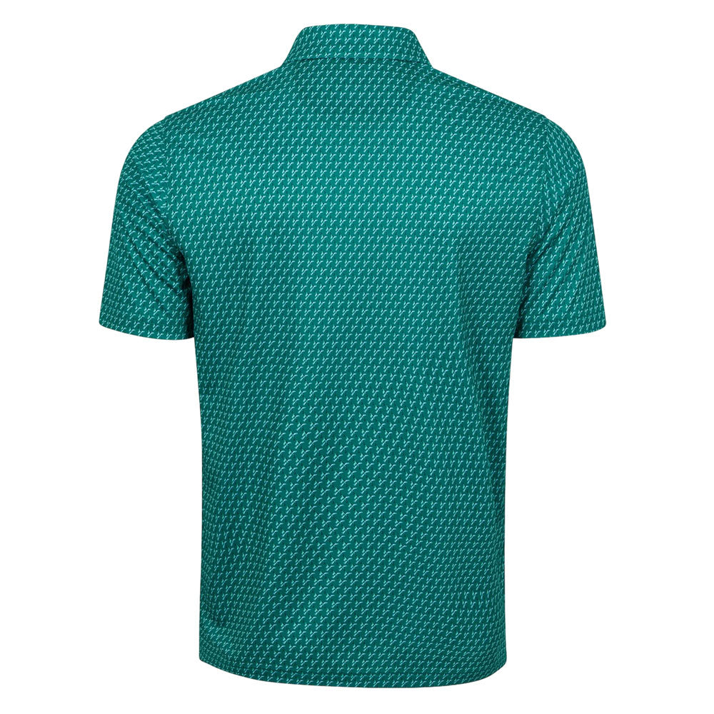 Greg Norman Mens Golf Club Print Short Sleeve Polo - Alpine Green
