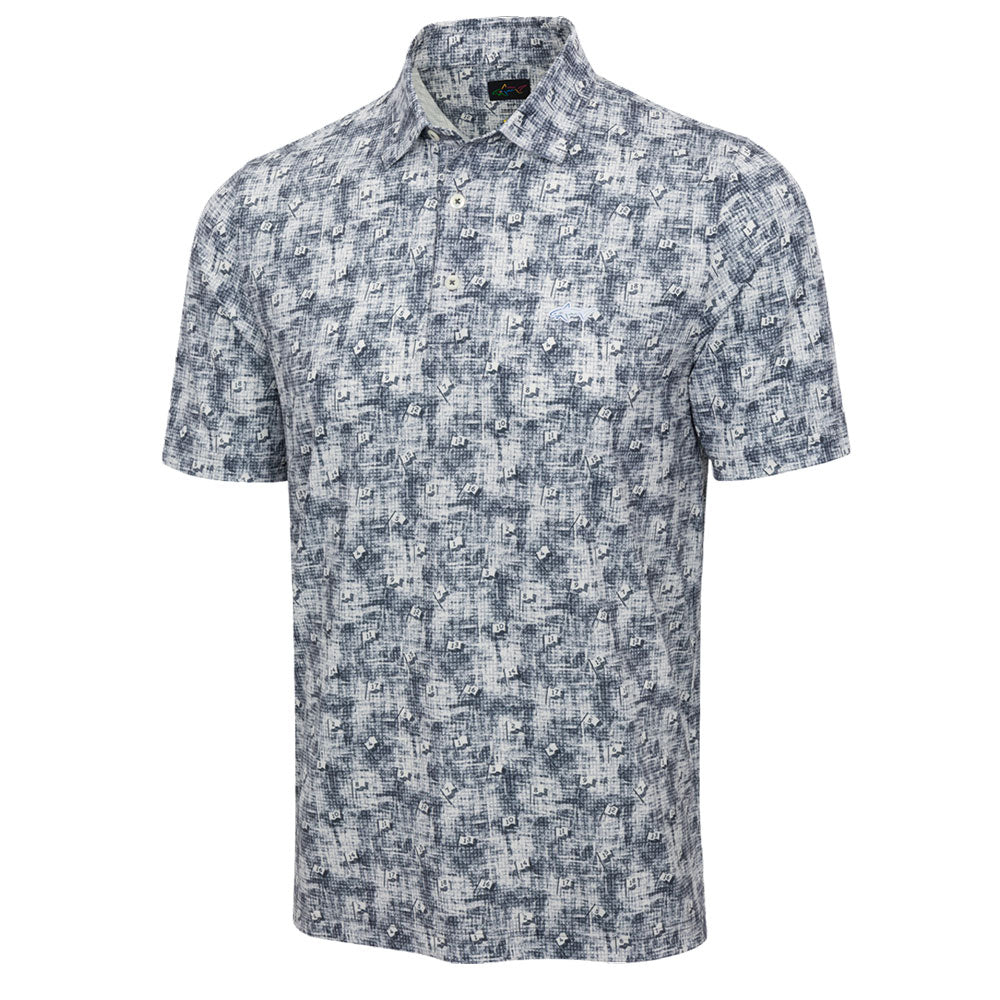 Greg Norman Mens Golf Flags Short Sleeve Polo - Black