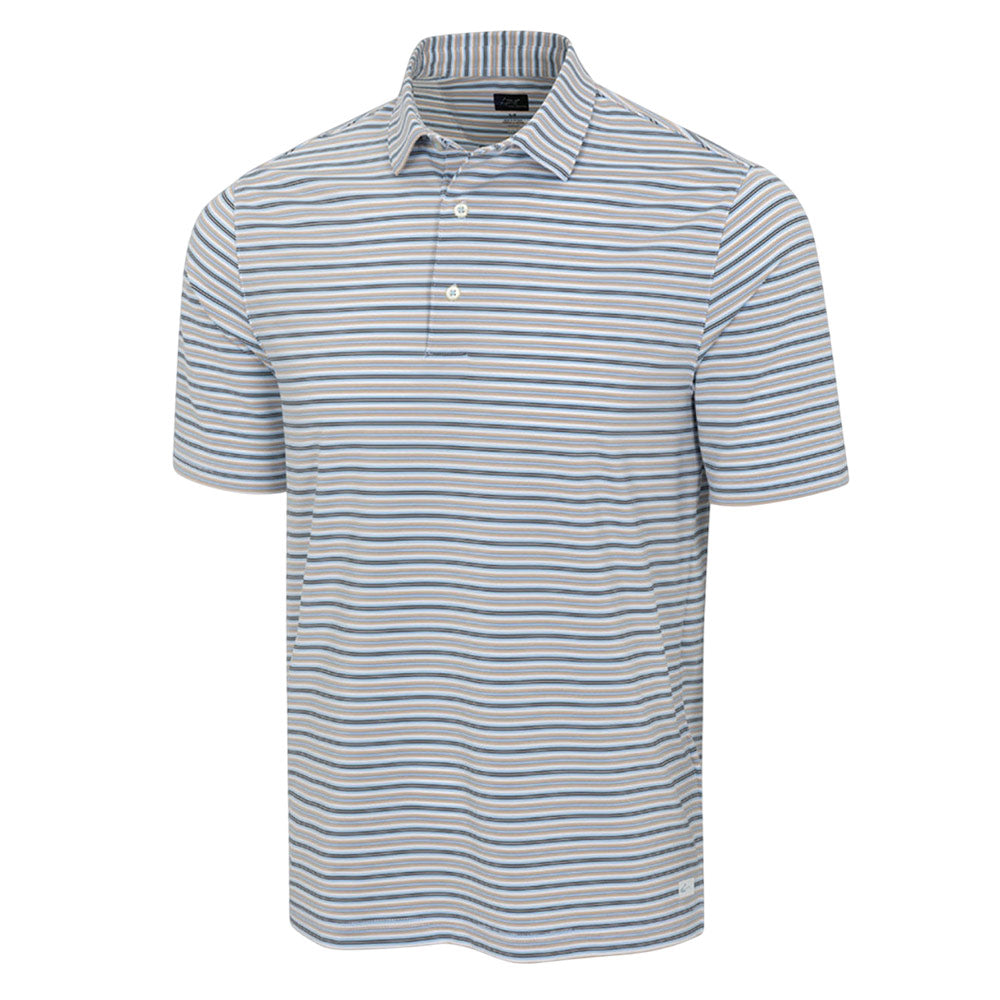 Greg Norman Mens Horizon Stripe Short Sleeve Polo - White