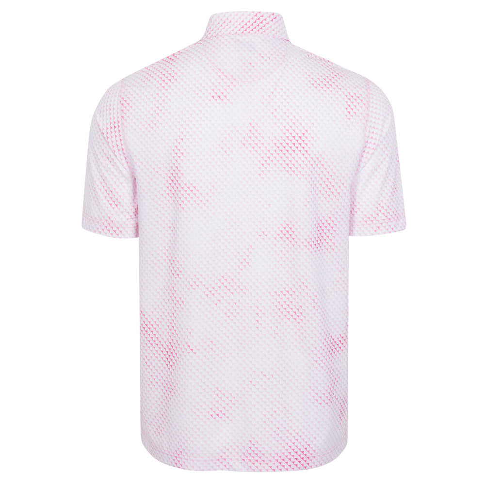 Greg Norman Mens Digital Fin Ultra Stretch Polo - White/Pink