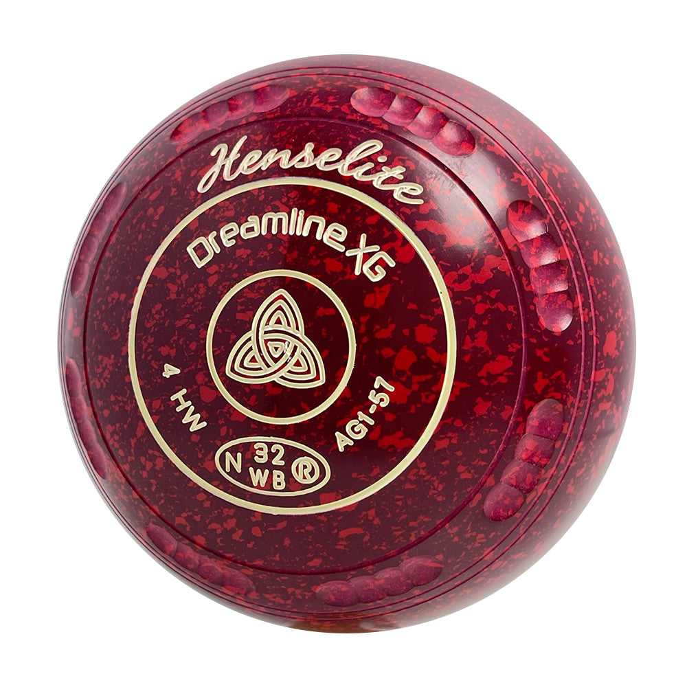 Henselite Dreamline XG Lawn Bowls Size 4 Heavy Gripped - Ruby Rich AG1-57