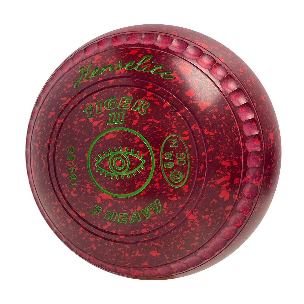 Henselite Tiger II Lawn Bowls Size 3 Heavy Gripped - Ruby Rich T65-5C