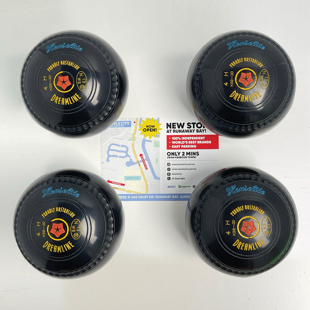 Henselite (Pre-Owned) Dreamline  Lawn Bowls Size 4 Heavy Gripped - Black