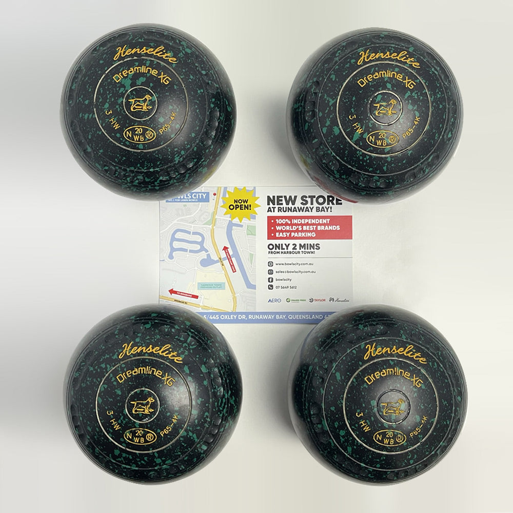 Henselite (Pre-Owned) Dreamline XG Lawn Bowls Size 3 Heavy Gripped - Black/Bottle