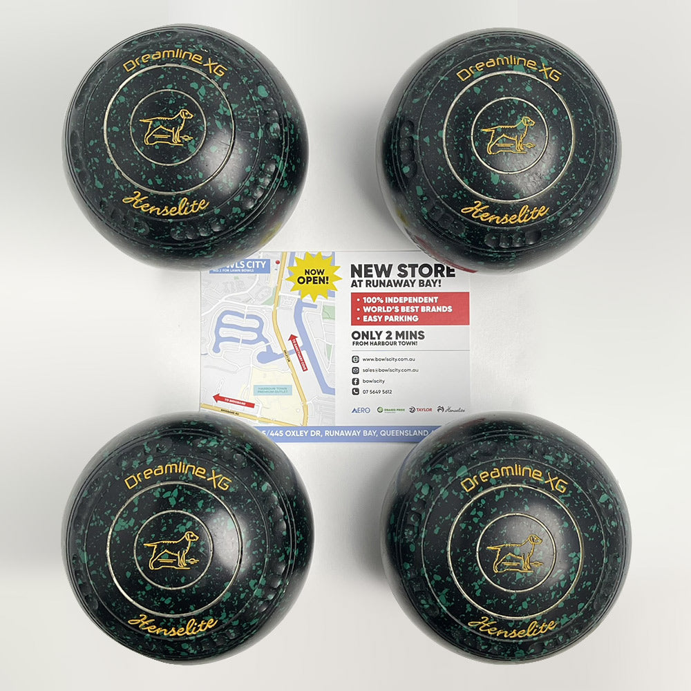 Henselite (Pre-Owned) Dreamline XG Lawn Bowls Size 3 Heavy Gripped - Black/Bottle