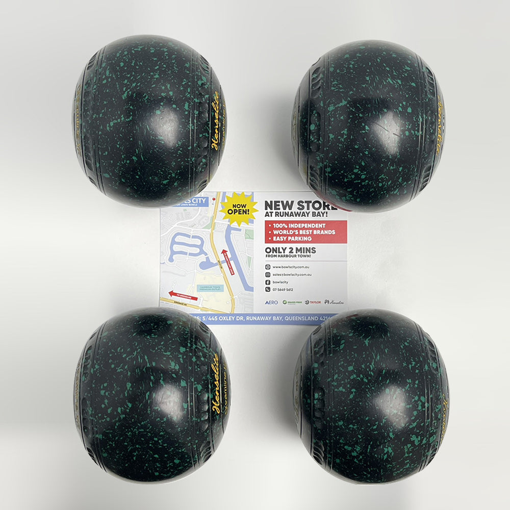 Henselite (Pre-Owned) Dreamline XG Lawn Bowls Size 3 Heavy Gripped - Black/Bottle
