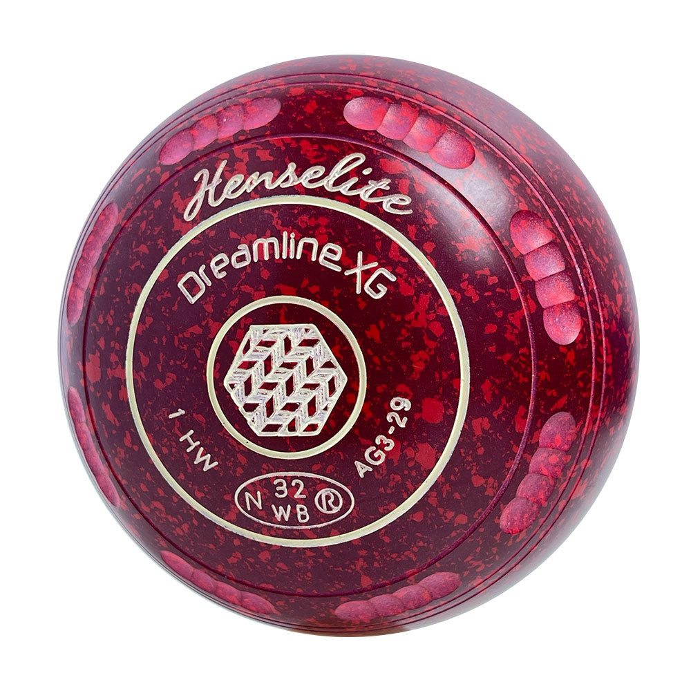Henselite (World Bowls) Dreamline XG Lawn Bowls Size 1 Heavy Gripped - Ruby Rich AG3-29