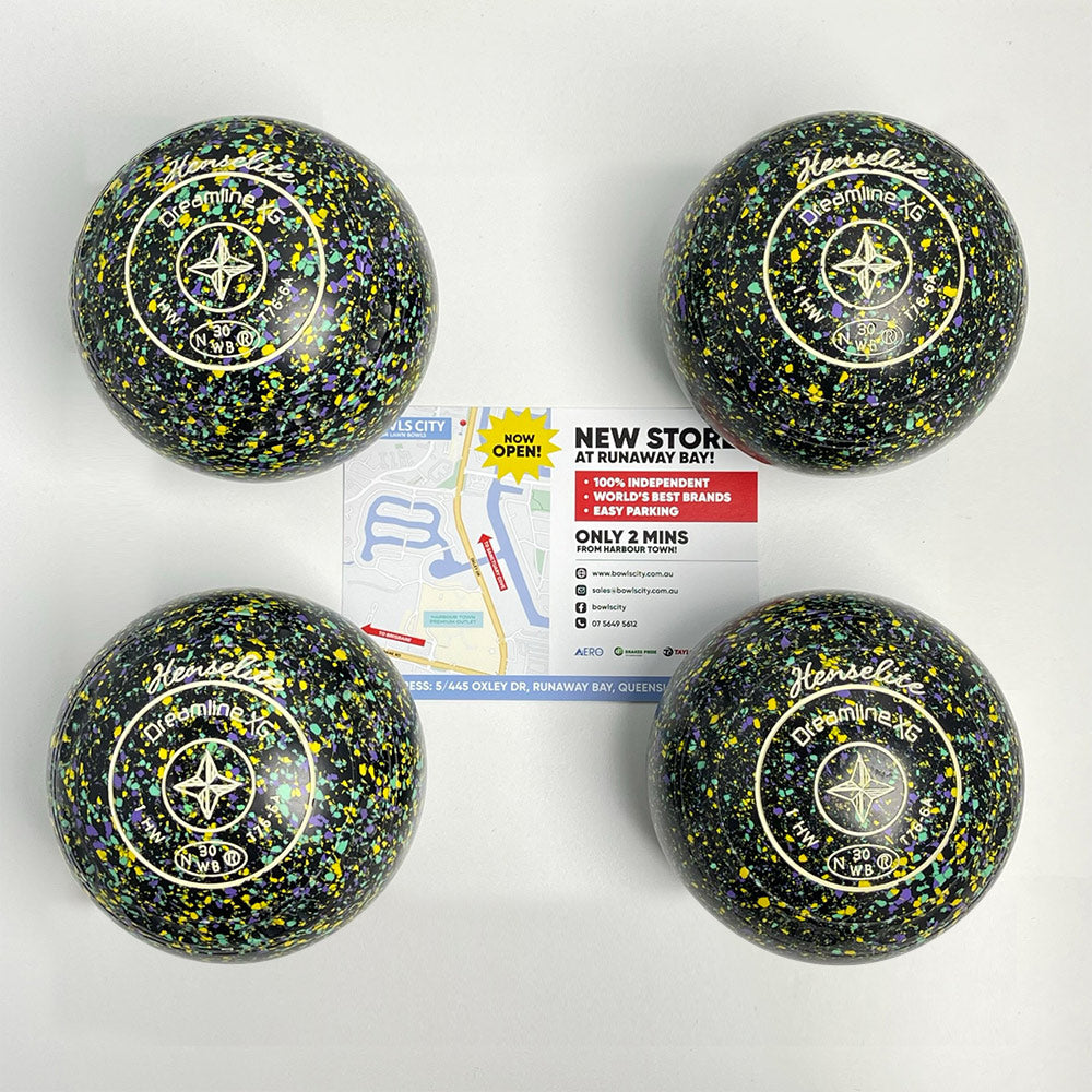 Henselite Dreamline XG Lawn Bowls Size 1 Heavy Gripped Stamp 30 -  T76-6A Aurora
