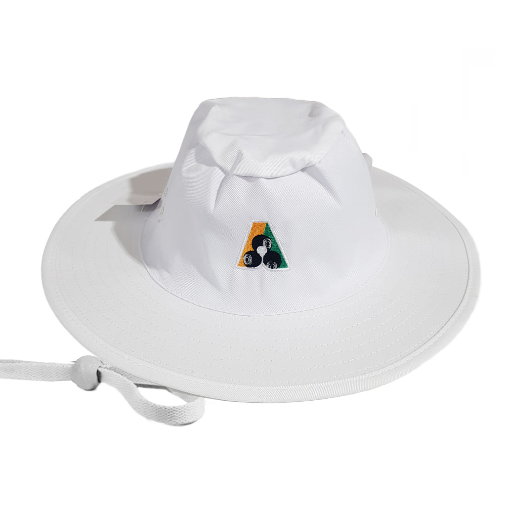 Domino Lawn Bowls Slouch Hat BA Logo - White - Bowls City