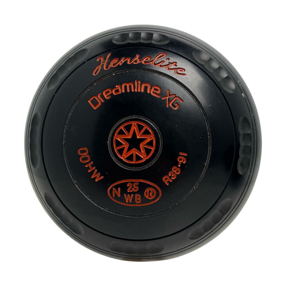 Henselite (Pre-Owned) Dreamline XG Lawn Bowls Size 00 Heavy Gripped - Black R38-91
