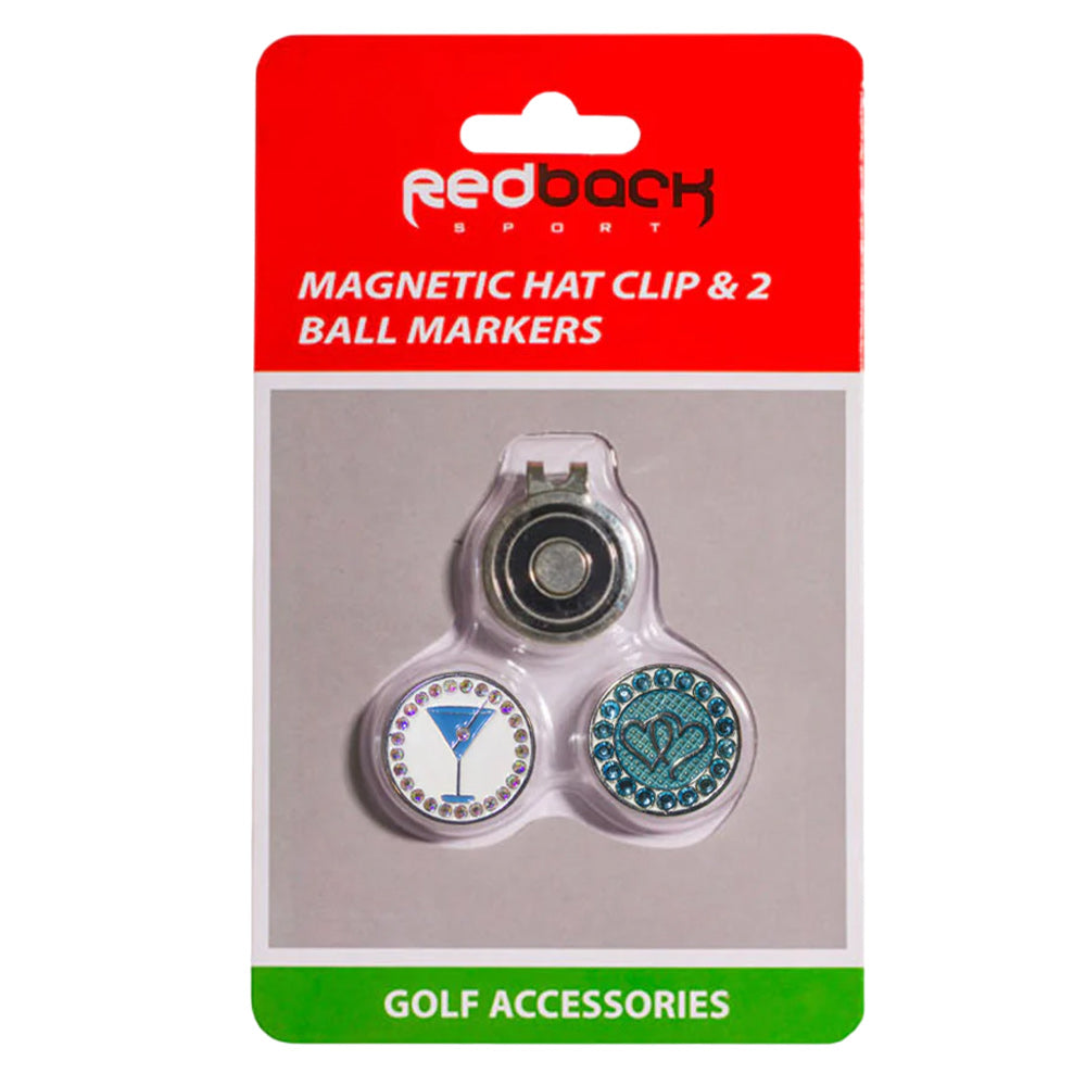 Redback 2 Bling Ball Markers with Magnetic Hat Clip -Hearts/Wine