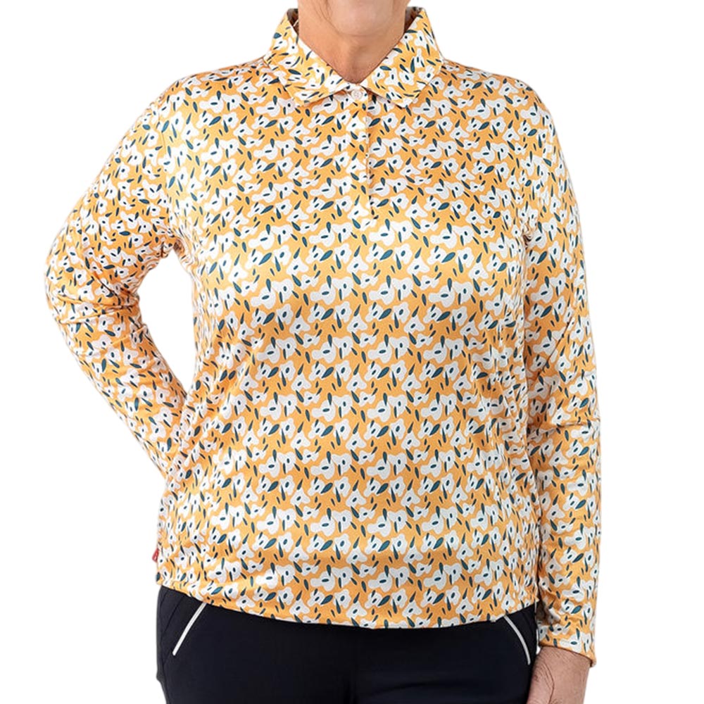 Robbie Brown Womens Long Sleeve Print Polo GLS06