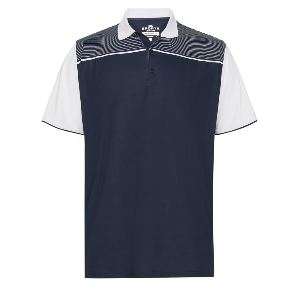 Sporte Leisure Mens Rise Short Sleeve Polo BA Logo - Navy