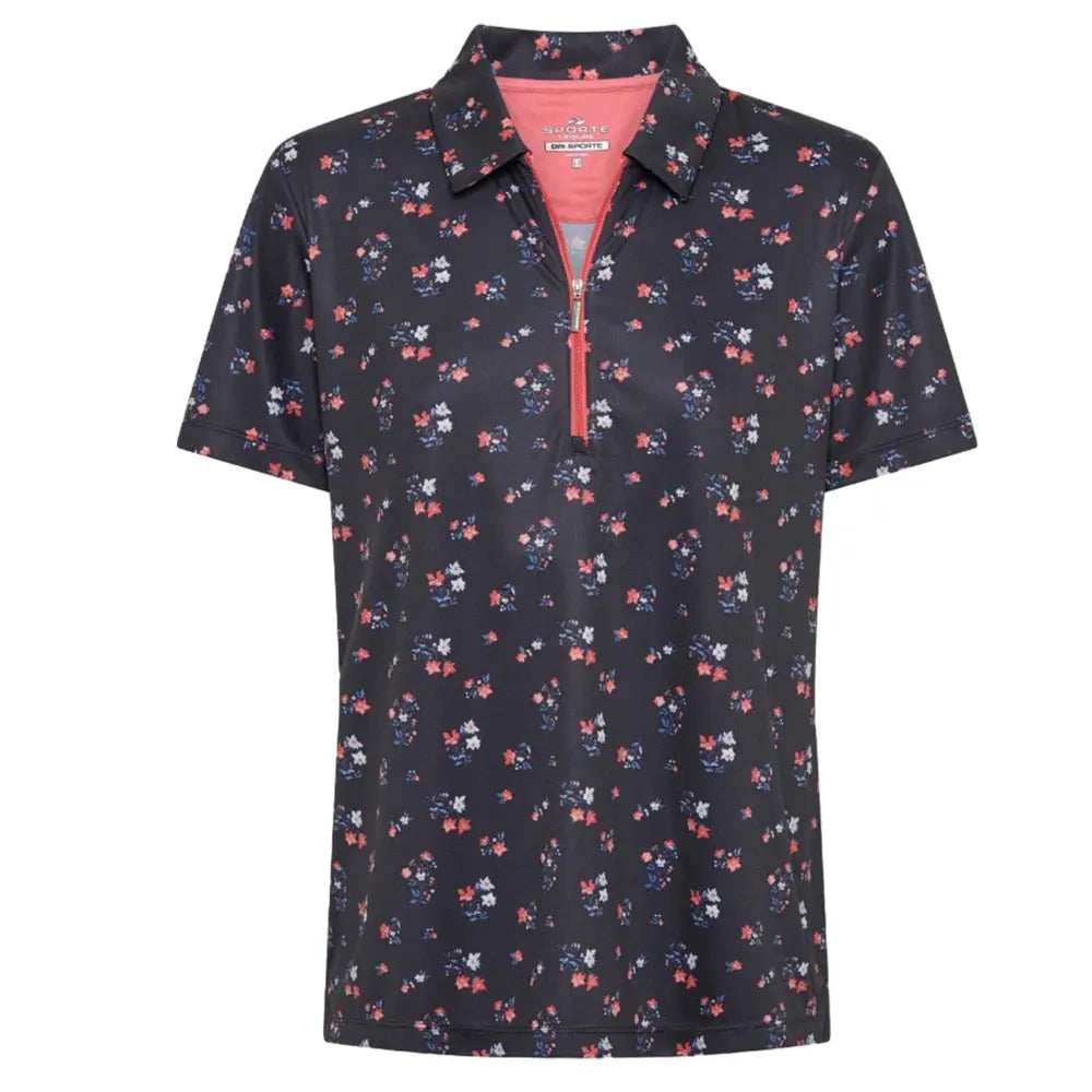 Sporte Leisure Womens Bouquet Short Sleeve Polo BA Logo - Navy - Bowls City