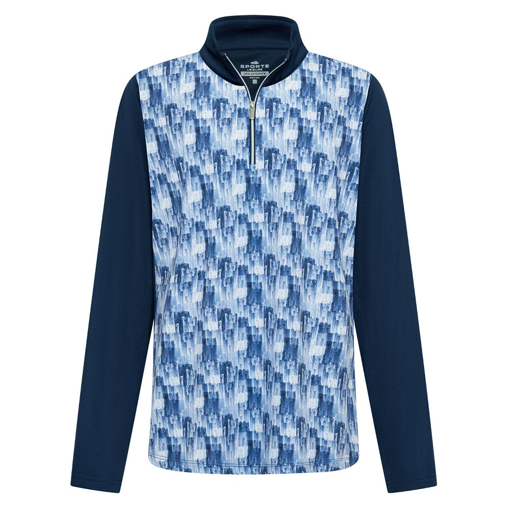 Sporte Leisure Womens Canvas Long Sleeve Polo BA Logo - Azure Blue